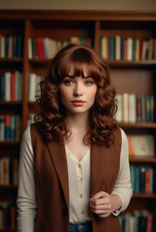 8. Medium-Length Curls with Bangs