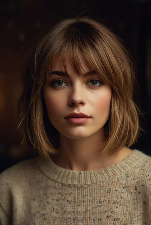 9. Soft Layered Bob with Side Bangs