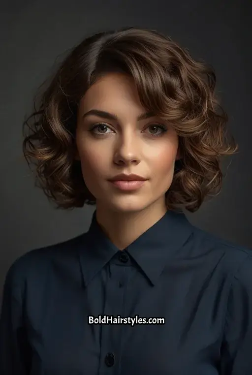 1. Short Curly Bob for Mature Women