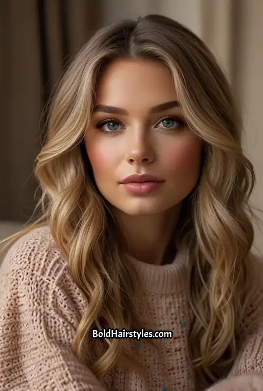 1. Voluminous Dark Sandy Blonde Waves