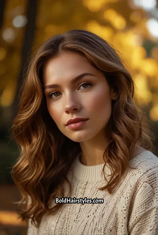 1. Warm Brown Sugar Waves with Honey Highlights