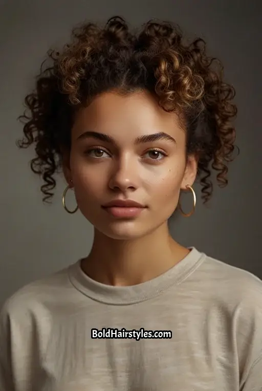 10. Curly Top Knot with Loose Curls