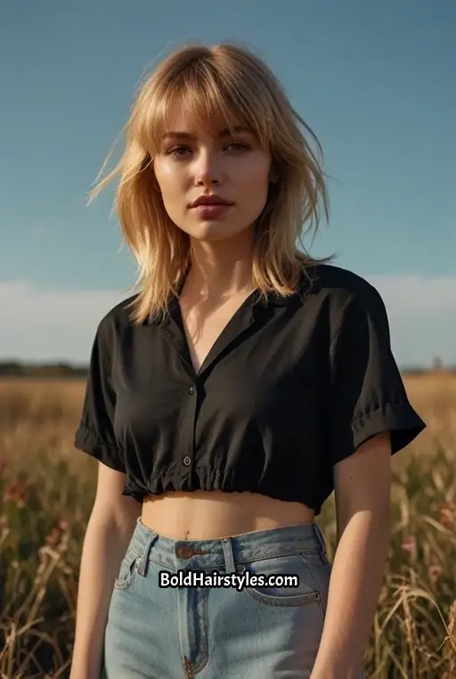 11. Textured Crop with Soft Bangs