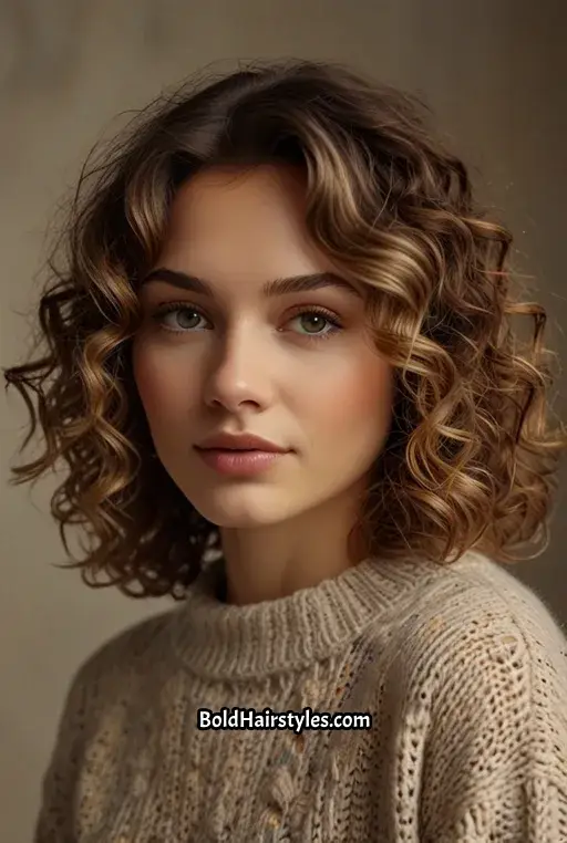 12. Soft Medium Curls with Highlights