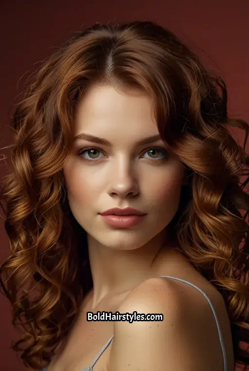 15. Voluminous Curls with a Side Part