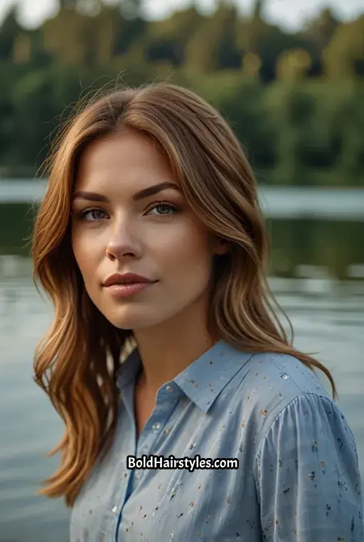 17. Brown Sugar Hair with Face-Framing Honey Highlights