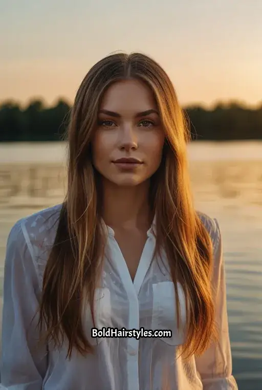 17. Golden Brown Long Hair with Subtle Highlights