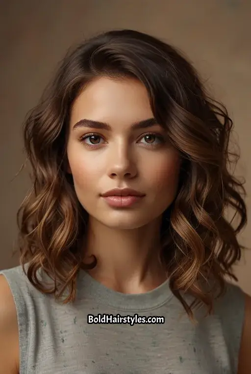 18. Chic Lob with Curled Ends
