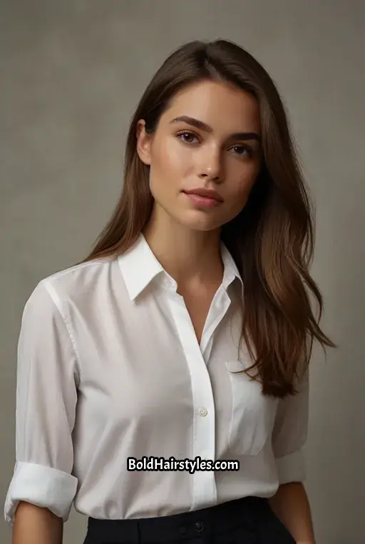 18. Straight Brown Sugar Hair with Ash Brown Lowlights