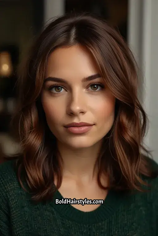 19. Brown Sugar Hair with Soft Mahogany Highlights