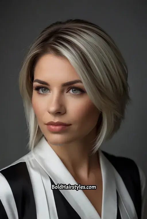19. Dark Brown with Platinum Blonde Highlights