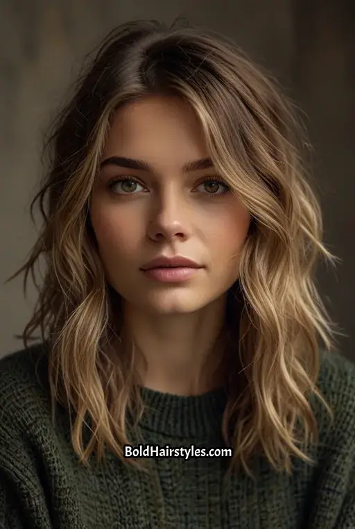 19. Wavy Shag with a Soft Center Part