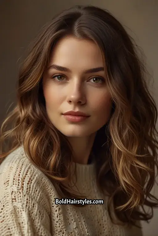2. Layered Shoulder Length Hair with Subtle Waves