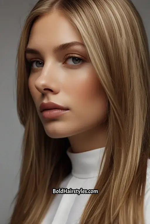 2. Sleek Dark Sandy Blonde Straight Hair