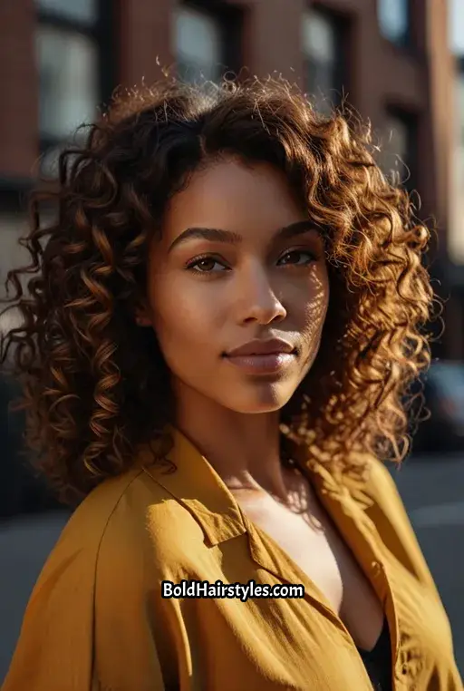 20. Brown Sugar Curls with Bronze Highlights