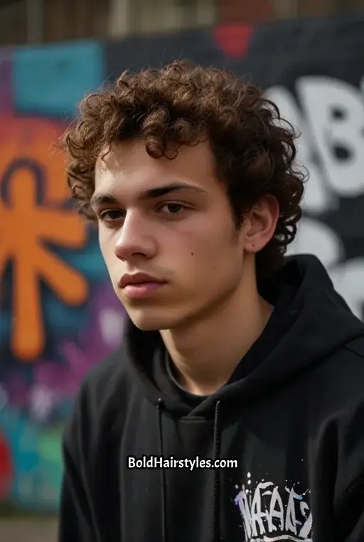 20. Curly Fringe with Faded Sides
