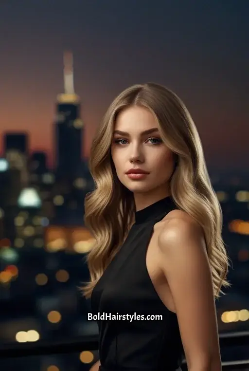 21. Dark Sandy Blonde Wavy Hair with Side Part
