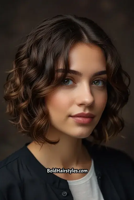 23. Curly Lob with Center Part