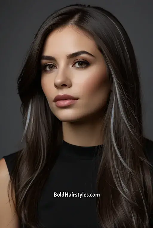 23. Rich Dark Brown with Silver Highlights