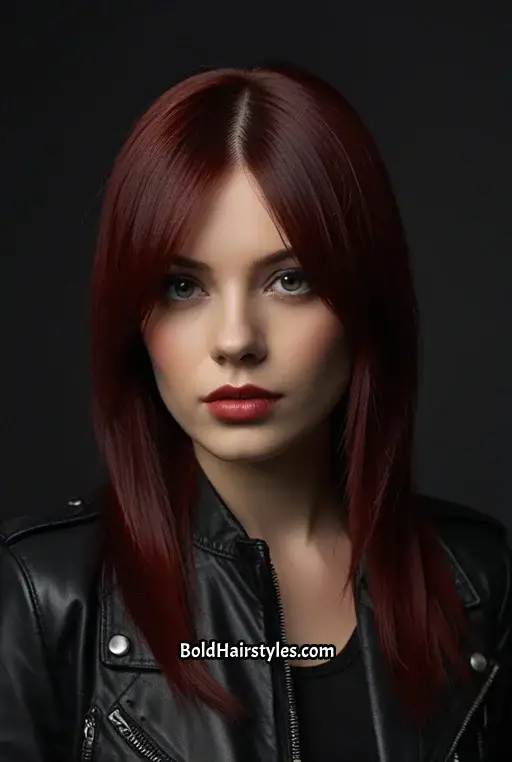 23. Straight Black Hair With Hidden Red Layers