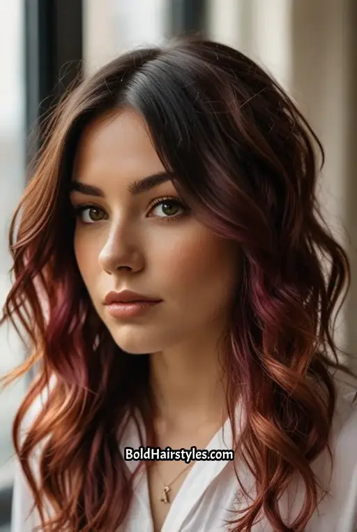 3. Black Cherry Waves With Rose Gold Tips