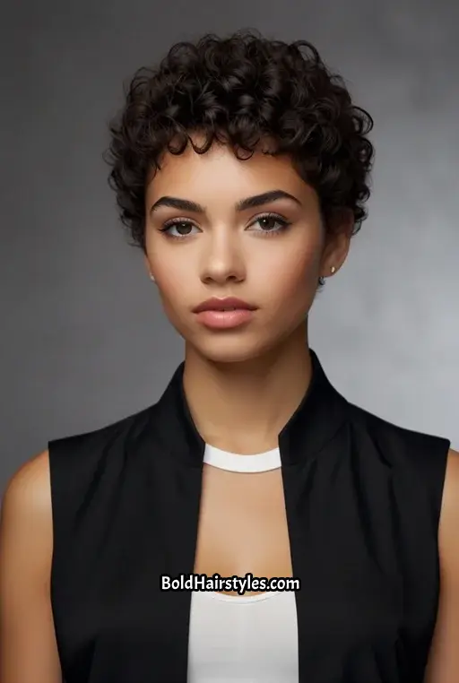 4. Curly Pixie Cut for a Bold Look