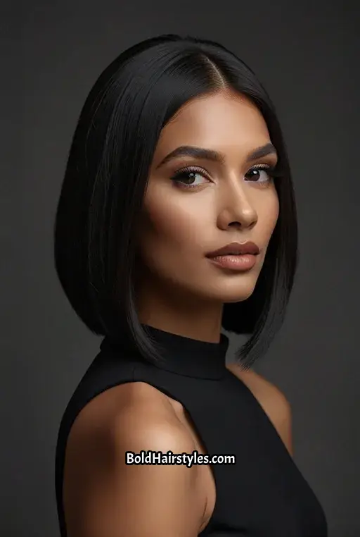4. Sleek Straight Lob with Side Part
