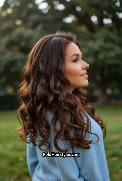 5. Long Curly Hair with Soft Layers
