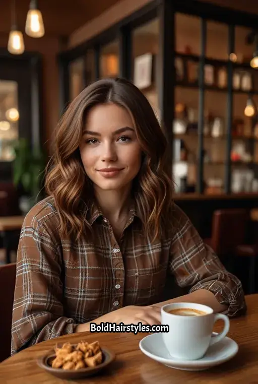 5. Rich Brown Sugar Lob with Cinnamon Highlights