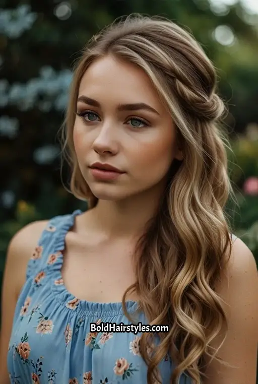 6. Half-Up Dark Sandy Blonde Hairstyle