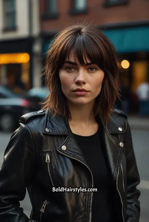 6. Shaggy Medium Cut with Fringed Bangs