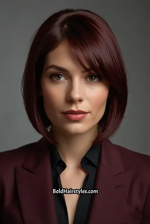 7. Black Cherry Bob With Asymmetrical Cut