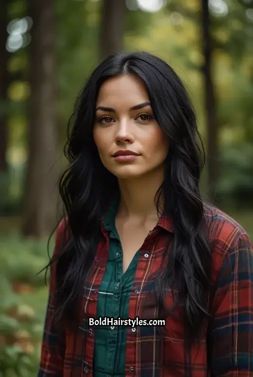 7. Long Layered Hair With Fiery Red Streaks