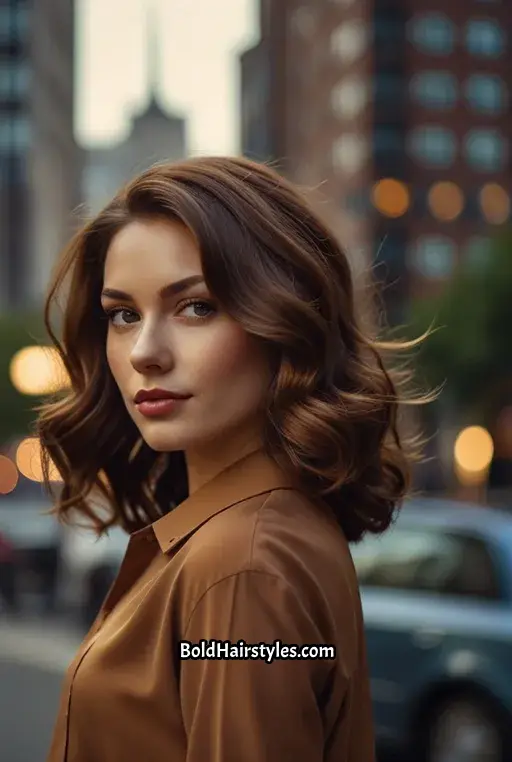 7. Soft Curls with a Deep Side Part