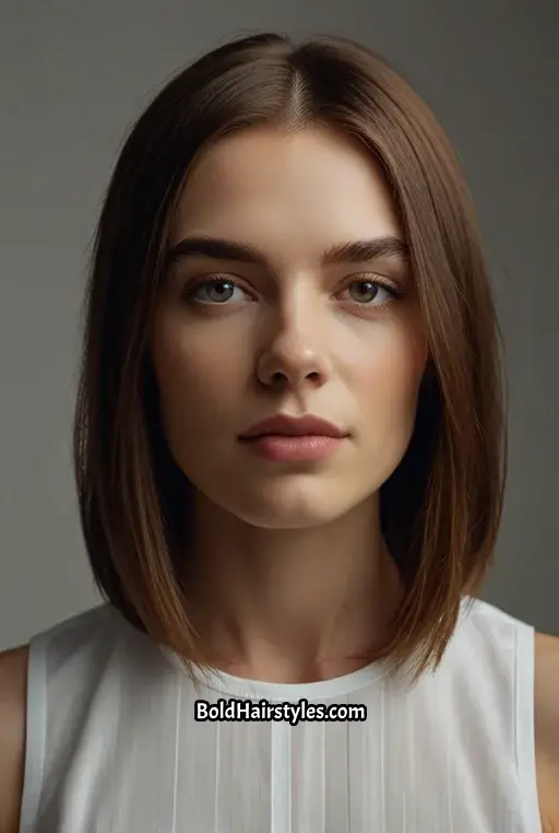 8. Blunt Shoulder Length Hair with Sharp Edges