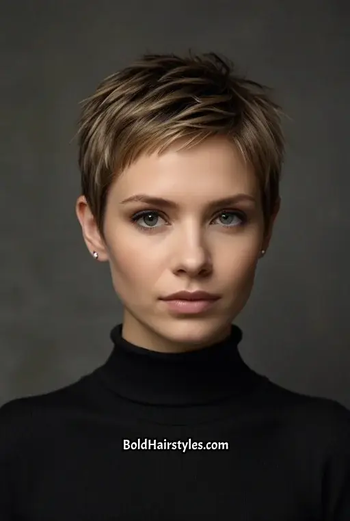 8. Dark Sandy Blonde Pixie Cut
