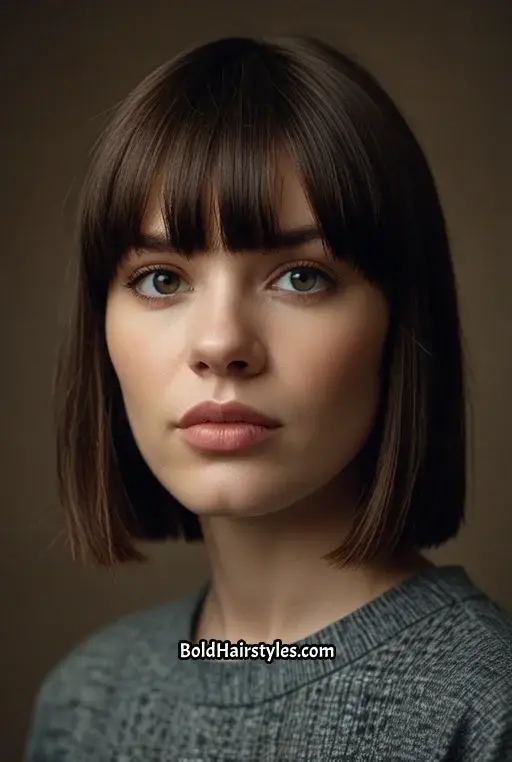 9. Blunt Bangs with Short Cut