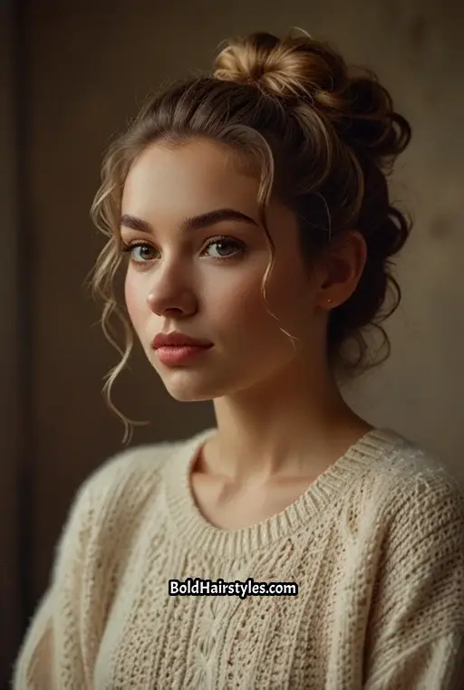 1. Elegant Curly High Bun