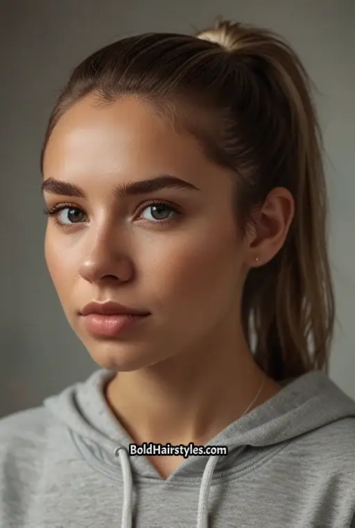 1. High Ponytail with Loose Strands