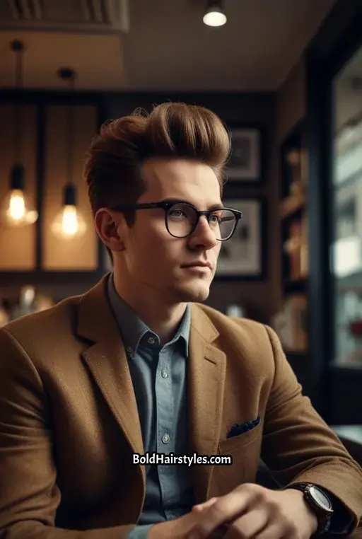 10. Quiff with Thin Wire Glasses