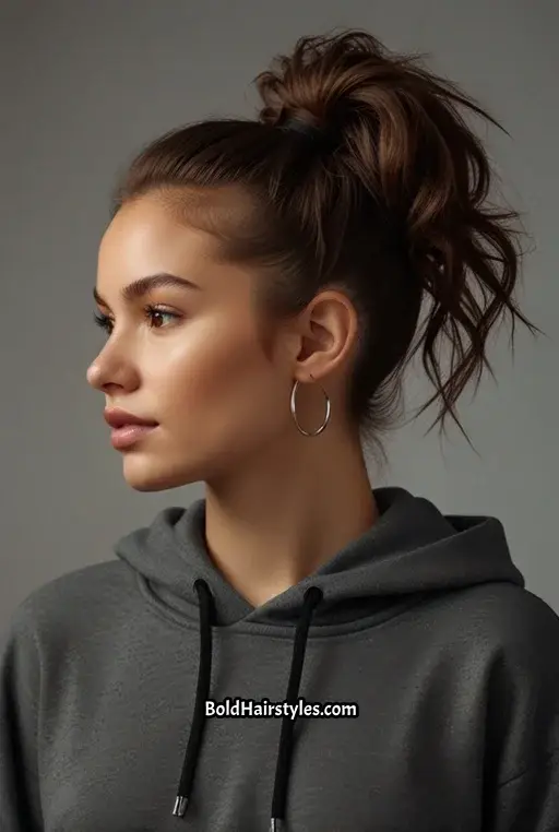 10. Voluminous Ponytail with Hoodie
