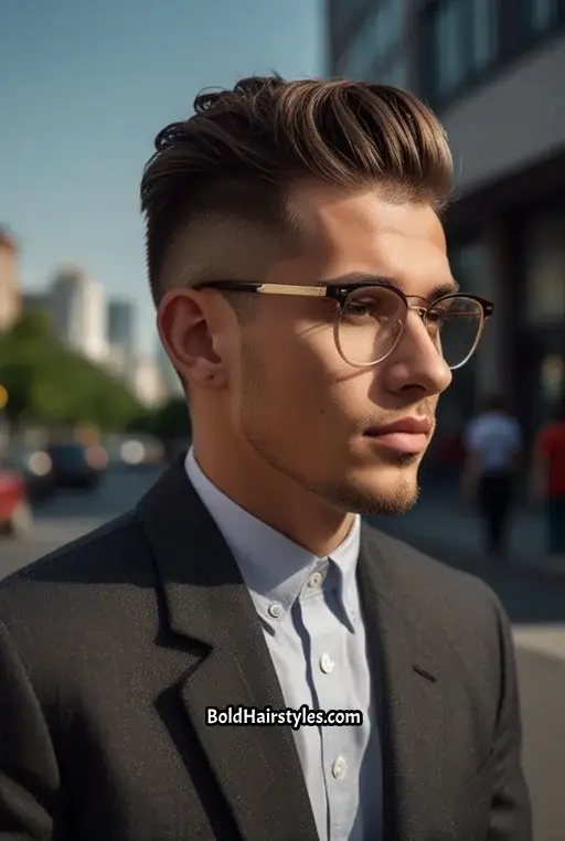 12. High Fade with Rectangular Glasses