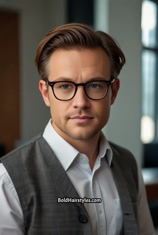 14. Brushed-Back Layers with Clear Round Frames