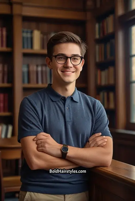 14. Ivy League Cut with Thin Glasses
