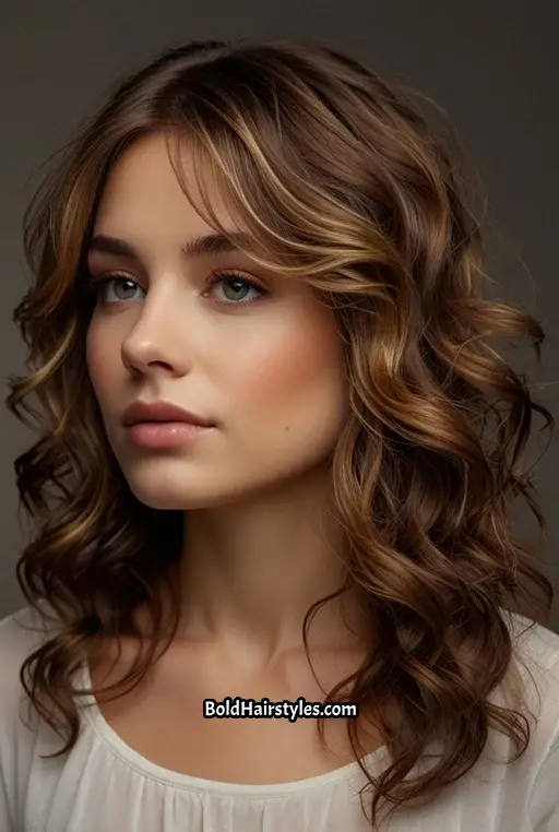 14. Shag with Subtle Highlights and Soft Curls