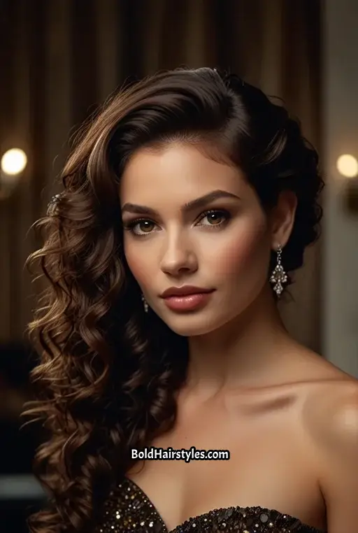 16. Voluminous Curls with Side Part