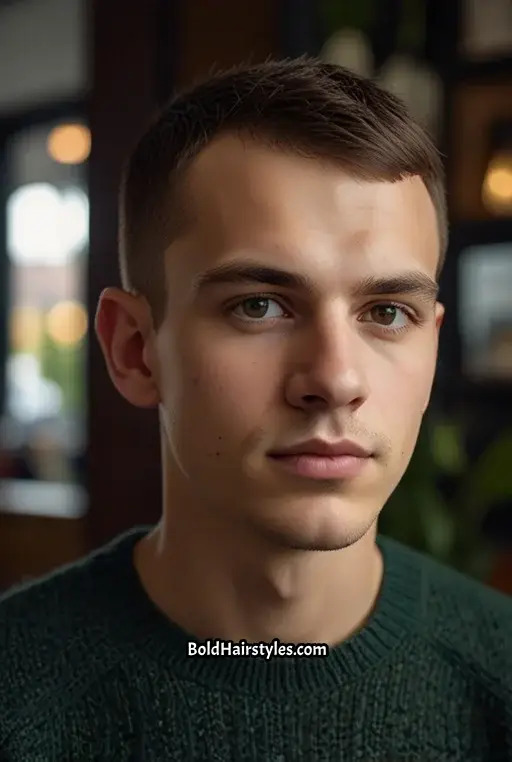 17. Crew Cut with Short Bangs