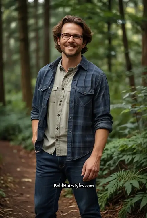 17. Flow Hairstyle with Thin Metal Oval Glasses