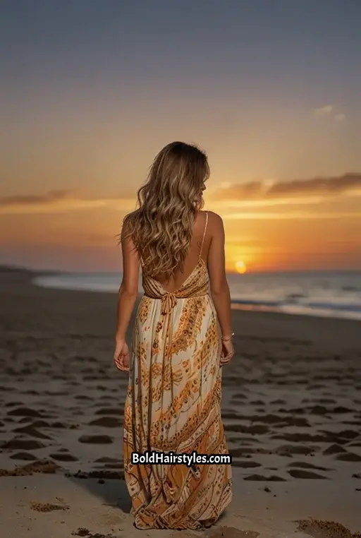 18. Beachy Waves with Balayage Highlights