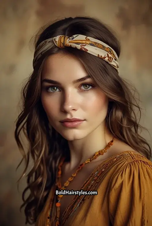 18. Loose Curls with a Silk Scarf